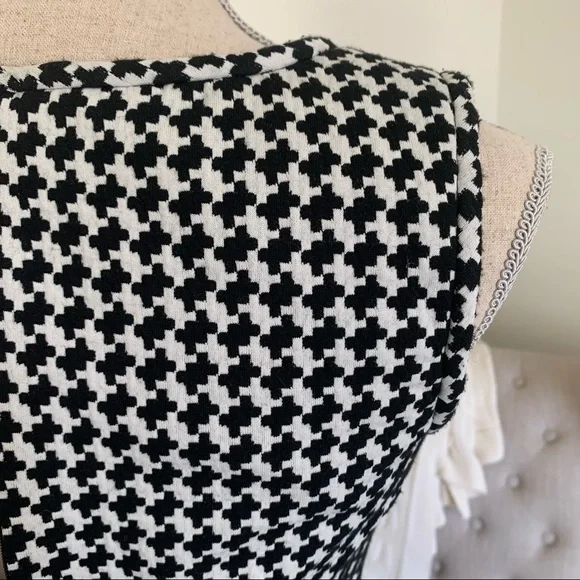 Calvin Klein Black White Houndstooth Belted Sleeveless Fit & Flare Work Dress 2 - Picture 7 of 12
